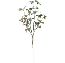 Dekoratívna umelá vetva cezmíny s listami a červenými bobuľami