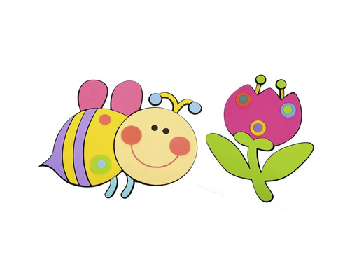 Dekorácia s včelou a kvetinou do detskej izby