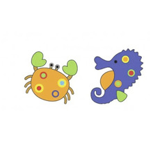 Ilustrácia kraba a morského koníka