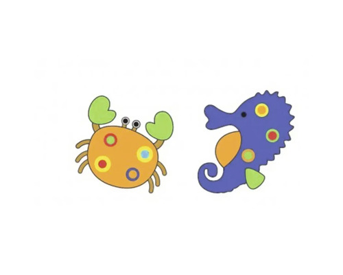 Ilustrácia kraba a morského koníka