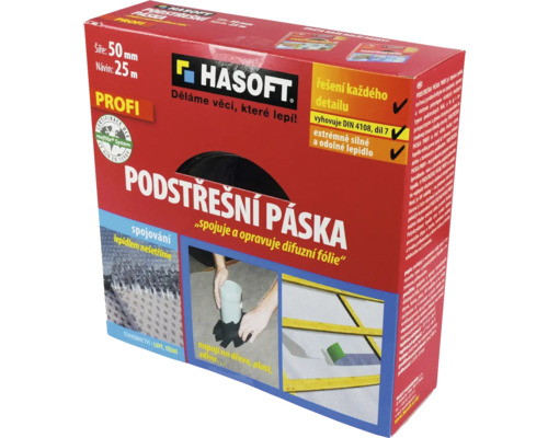 Rolka lepiacej pásky Hasoft pre podstrešné fólie v červenom obale