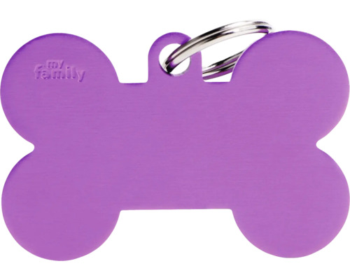 Identifikačná známka MyFamily Basic kosť extra veľká fialová XL