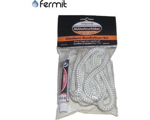 Sada sklolaminátovej okrúhlej šnúry Fermit s lepidlom na tesniace šnúry a šamotovou maltou