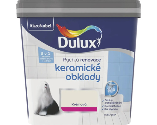 Farba Dulux Rýchla renovácia keramické obklady krémová 0,75 l Nádoba s keramickou farbou na obklady Dulux