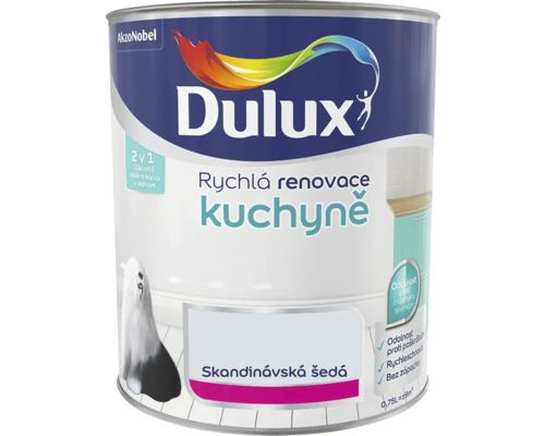 Farba Dulux Rýchla renovácia kuchyne škandinávska sivá 0,75 l Farba na kuchyňu Dulux Škandinávska sivá v nádobe
