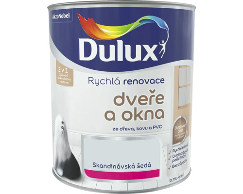 Farba Dulux Rýchla renovácia okná a dvere škandinávska sivá 0,75 l