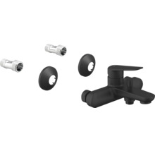 Sprchová batéria v čiernej farbe s S-prípojkami a rozetami