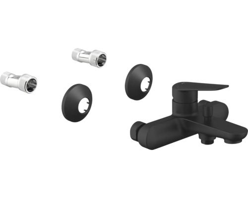 Sprchová batéria v čiernej farbe s S-prípojkami a rozetami