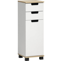 Biela kúpeľňová vysoká skrinka s tromi zásuvkami