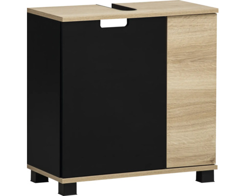 Skrinka pod umývadlo Möbelpartner Emmik dub čierna 59,8 x 62,4 x 32,6 cm Skrinka pod umývadlo s jednými dvierkami a jednou zásuvkou