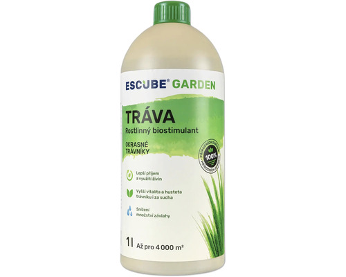 Rastlinný biostimulant ESCUBE GARDEN Tráva 1000 ml Biostimulant pre trávu Escube Garden v jednolitrovej fľaši až pre 4000 metrov štvorcových