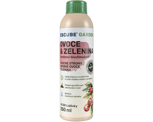 Rastlinný biostimulant ESCUBE GARDEN Ovocie a zelenina 250 ml Rastlinný biostimulant ovocia a zeleniny Escube Garden, 250 ml fľaša