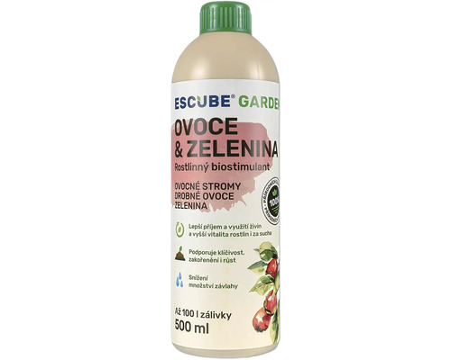 Rastlinný biostimulant ESCUBE GARDEN Ovocie a zelenina 500 ml Escube Garden rastlinný biostimulant pre ovocie a zeleninu v 500 mililitrovej fľaši