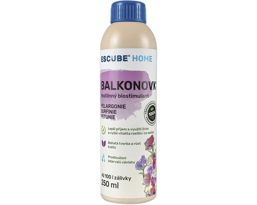 Rastlinný biostimulant ESCUBE HOME Balkónovky 250 ml Hnojivo pre balkónové rastliny v 250 ml fľaši