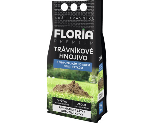 Floria Premium trávnikové hnojivo s ochranou proti krtkom, balenie 2,5 kilogramu