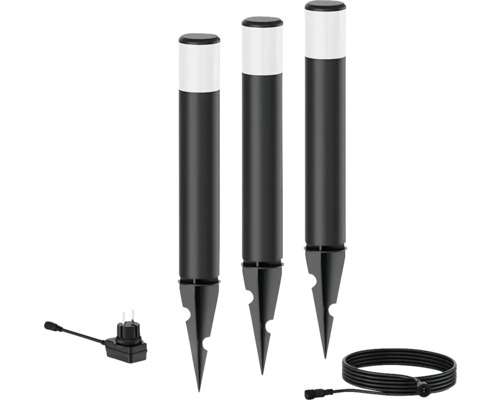 LED vonkajšie bodové svietidlo Philips PHI8720169269415 24V Purex GardenLink IP44 1,5 W 180 lm 2700 K čierne 3ks