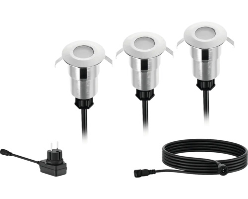 LED vonkajšie bodové svietidlo Philips Spore IP67 24 V 3x 1 W 120 lm 2700 K strieborné LED vonkajšie bodové svietidlo Philips Spore IP67 24 V 3x 1 W 120 lm 2700 K strieborné