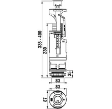 Technický nákres splachovacej nádrže s rozmermi