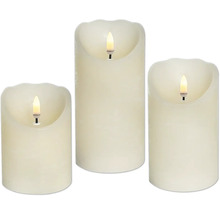 Tri LED sviečky z pravého vosku s blikajúcim svetlom