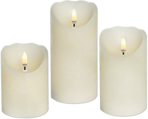 Tri LED sviečky z pravého vosku s blikajúcim svetlom