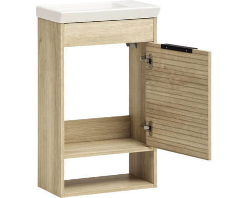 Skrinka pod umývadlo s otvorenou priehradkou a dvierkami