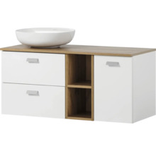 Skrinka pod umývadlo s umývadlom na dosku, zásuvkami a policami