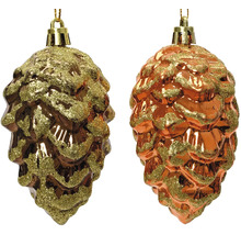 Dve lesklé šišky ako ozdoby na vianočný stromček