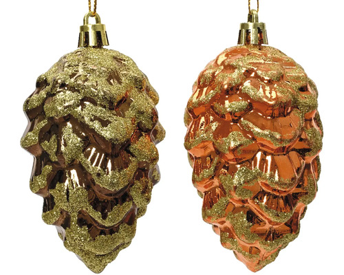 Vianočná šiška záves mix druhov cena za 1 ks Dve lesklé šišky ako ozdoby na vianočný stromček