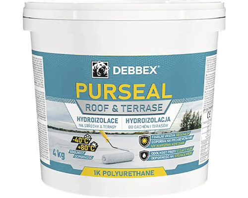 Hydroizolácia na strechy a terasy Den Braven PURSEAL 4 kg Debbex Purseal hydroizolácia na strechy a terasy vo vedre, 4 kg, polyuretán