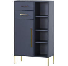 Komoda s tromi zásuvkami, jednými dvierkami, otvorenými policami a nožičkami