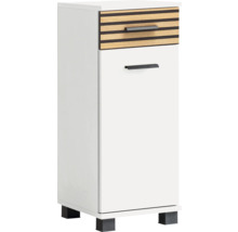 Biela kúpeľňová skrinka so zásuvkou a dvierkami