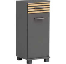 Úzka kúpeľňová skrinka so zásuvkou a dvierkami