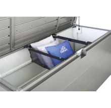 Otvorený úložný box s vankúšmi a logom Biohort