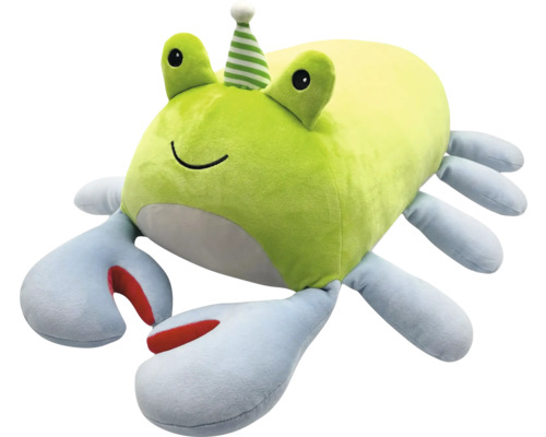 Plyšová hračka krab s narodeninovou čiapkou