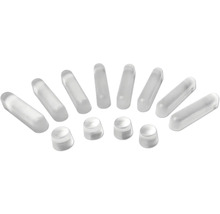 Sada na upevnenie skla, pozostávajúca z kolíčkových a valcových tvarov