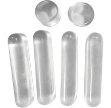 Priehľadné zátky z kremenného skla v rôznych veľkostiach