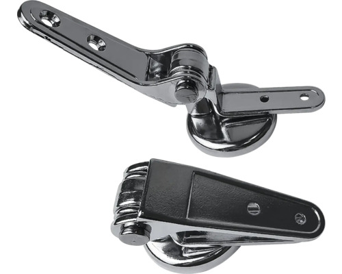 Dve kovové záchodové kryty pántov