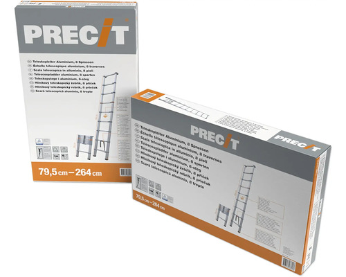 Balenie hliníkového teleskopického rebríka s ôsmimi priečkami