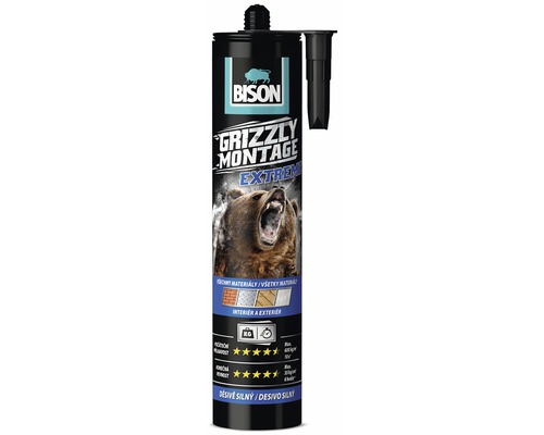 BISON Montážne lepidlo GRIZZLY MONTAGE EXTREME WHITE 435 g Bison Grizzly Montage Extreme kartuša s montážnym lepidlom