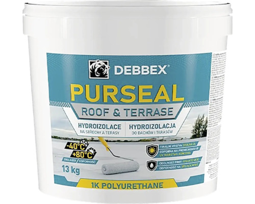 Hydroizolácia na strechy a terasy Den Braven PURSEAL 13 kg Debbex Purseal hydroizolácia striech a terás vo vedre, 13 kg