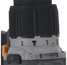 Detail hlavy vŕtačky s reguláciou krútiaceho momentu a potlačou Perform and Protect