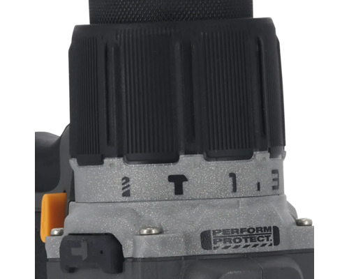 Detail hlavy vŕtačky s reguláciou krútiaceho momentu a potlačou Perform and Protect