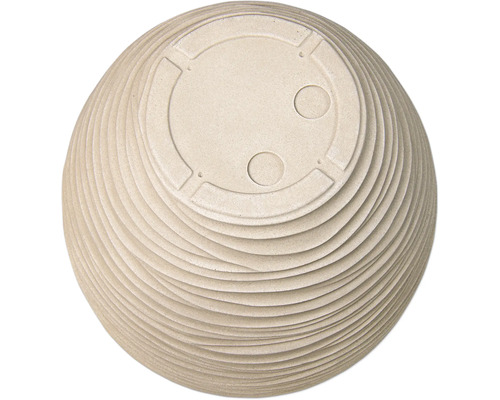 Okrúhly kvetináč s rebrovaným povrchom.