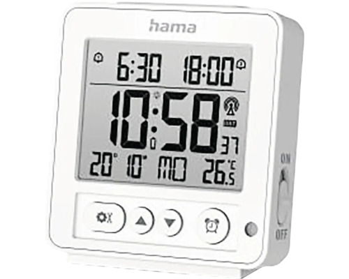 Rádiom riadený budík Hama s digitálnym zobrazením času, dátumu a teploty