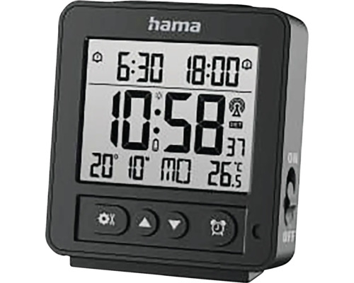 Rádiom riadený budík Hama s digitálnym zobrazením času, dátumu a teploty