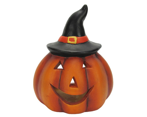 Tekvica s čarodejníckym klobúkom ako halloweenska dekorácia