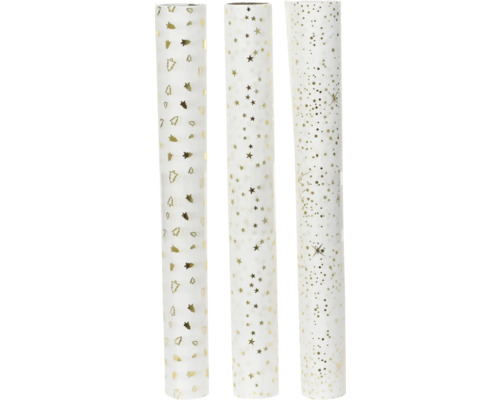Tri rolky baliaceho papiera s vianočnými motívmi