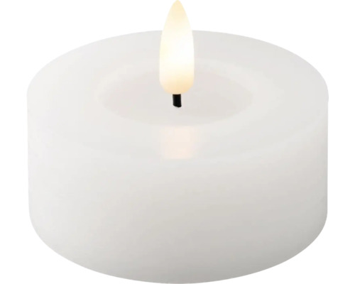 LED sviečka vosková Ø 7 x 6 cm biela, teplé biele svetlo Biela LED sviečka