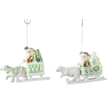 Vianočná ozdoba na stromček so Santom Clausom na saniach ťahaných ľadovým medveďom