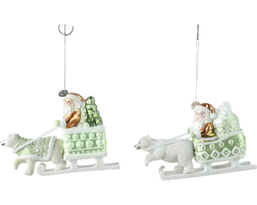 Vianočná dekorácia záves sane Vianočná ozdoba na stromček so Santom Clausom na saniach ťahaných ľadovým medveďom